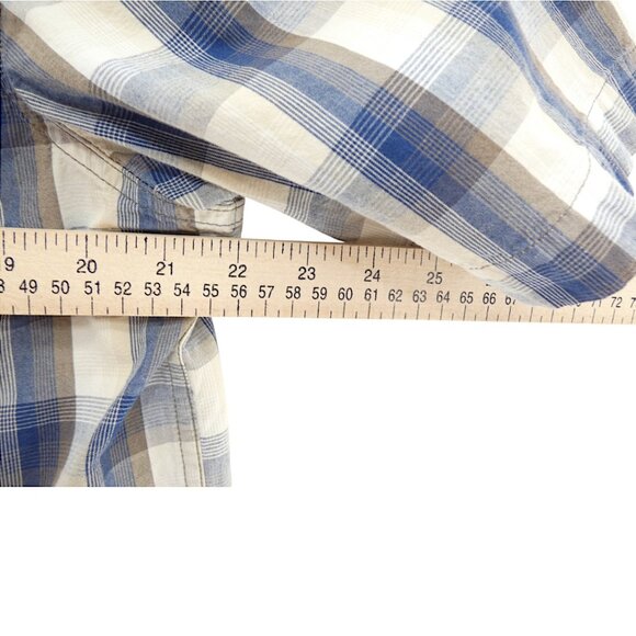 Carhartt Blue and Brown Plaid Relaxed Fit Button Down Short Sleeve Men"s Sizes L - Picture 6 of 7